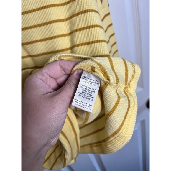 Toad&Co Foothill Long Sleeve Hoodie Size S Yellow Brown Stripes Casual Pullover - Picture 3 of 8